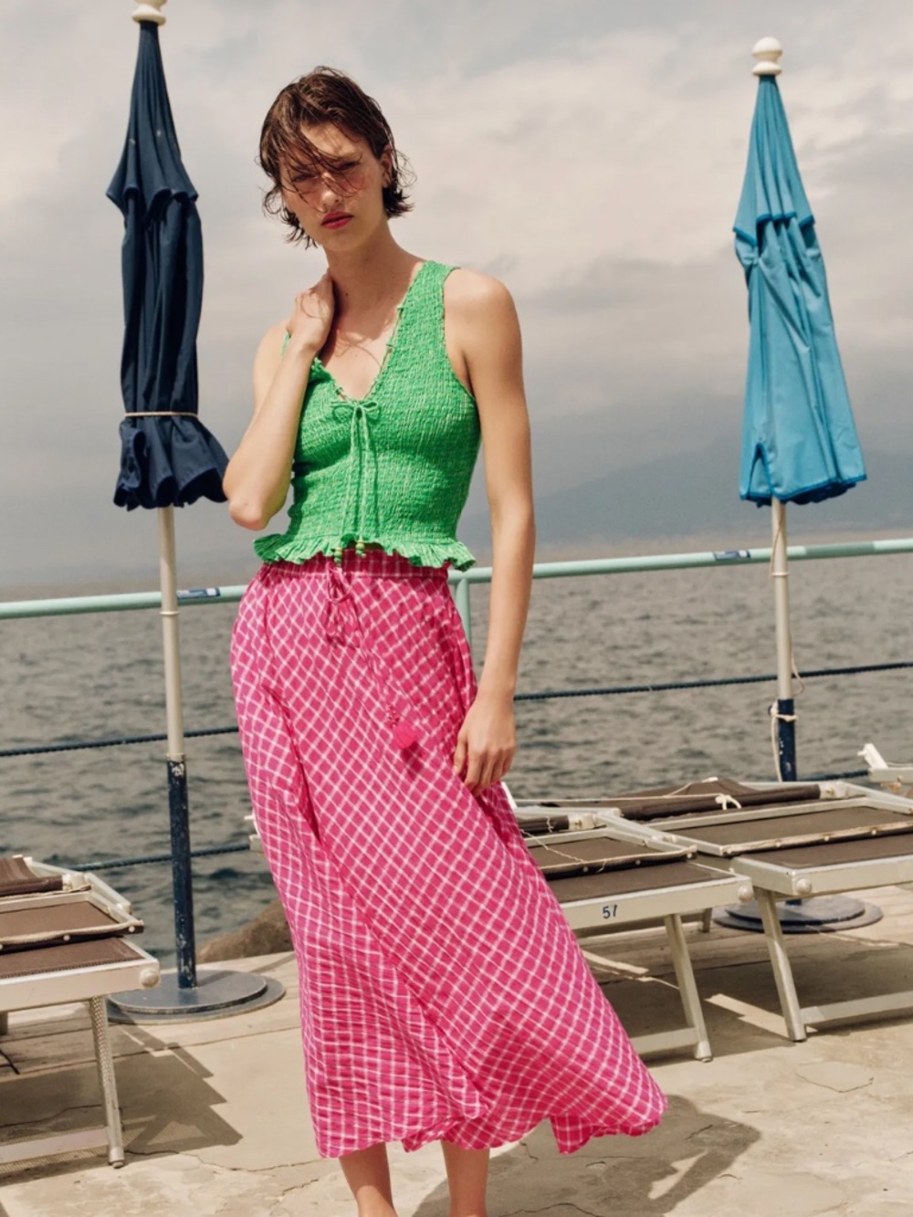 NWT Zara plaid pink midi skirt XS
